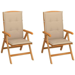 Sedie Da Giardino 2 Pz Con Cuscini Beige In Massello Di Teak en oferta