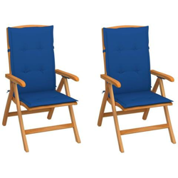Sedie Da Giardino 2 Pz Con Cuscini Blu Reale Massello Di Teak características