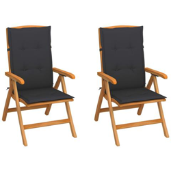 Sedie Giardino 2 Pz Con Cuscini Antracite In Massello Di Teak precio