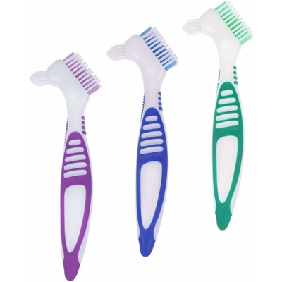 3Pcs Spazzolino per la pulizia della protesi, Detergente per protesi Premium, Spazzolini da denti artificiali per la cura dei denti - Setole