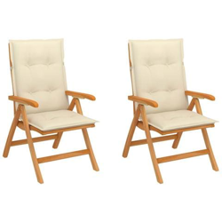 Sedie Da Giardino 2 Pz Con Cuscini Crema In Massello Di Teak precio