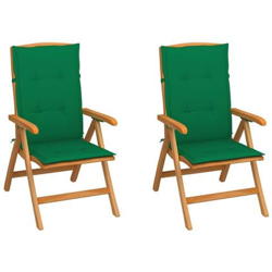 Sedie Da Giardino 2 Pz Con Cuscini Verdi In Massello Di Teak precio