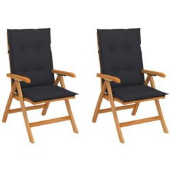 Sedie Giardino 2 Pz Con Cuscini Antracite In Massello Di Teak características