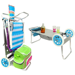 Carrello Trolley Portasedie Trasformabile in Tavolino per Spiaggia Campeggio en oferta