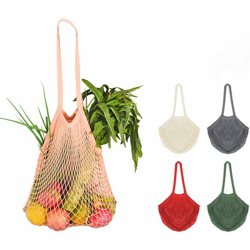 LITZEE Borsa tote in rete di cotone riutilizzabile con manico lungo da 4 confezioni, borsa portaoggetti in rete portatile Borsa portaoggetti en oferta