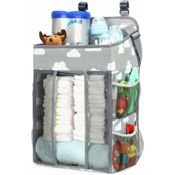 Organizer portaoggetti da appendere Borsa per pannolini per neonati, cestino per impilatore di pannolini da parete, cesto da appendere alla culla, en oferta