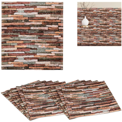 Carta da Parati, Set da 10 Pannelli Autoadesivi 3D da Ritagliare, 77x70 cm, Aspetto Mattone, Adesiva, Colorata precio