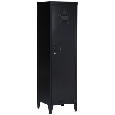 Bakaji - Armadietto Armadio Spogliatoio in Metallo Anta con Chiave 3 Ripiani Nero