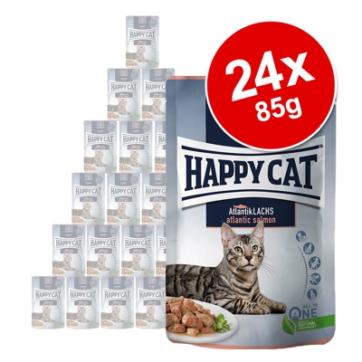 Happy Cat Buste Meat in Sauce 24 x 85 g  - Mix 2: Agnello, Manzo, Anatra, Pollame