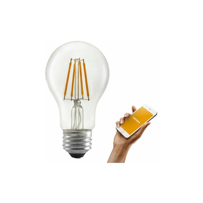 idinio® - Lampadina LED intelligente WiFi E27, dimmerabile, luce bianca calda 2700 K, 5 W, 500 lm, senza hub, app gratuita per iOS e Android, Skill