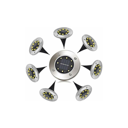 Pulchram - Luci solari a 8 LED, a energia solare, a prova di acqua, IP65, per esterni e pavimenti, in acciaio inox per paesaggi, prati, cortili 8 características