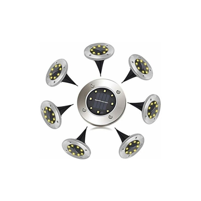Pulchram - Luci solari a 8 LED, a energia solare, a prova di acqua, IP65, per esterni e pavimenti, in acciaio inox per paesaggi, prati, cortili 8