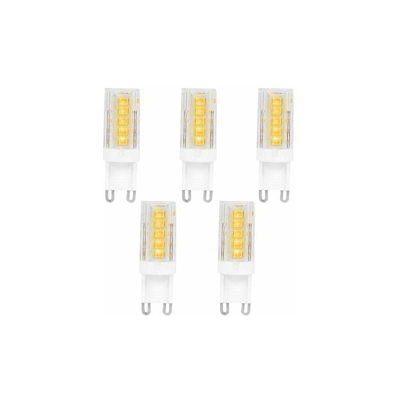 Lampadina a LED G9, 5 W, senza sfarfallio, angolo di irradiazione 360°, mini lampadine a forma di mais, invece di 40 W (bianco caldo 3000 K, 5 pezzi)