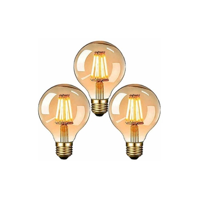 Lampadina Edison vintage, E27 LED, lampadina decorativa a globo con attacco G80, 6 W, luce bianca calda, 2700 K, vetro ambrato, ideale per