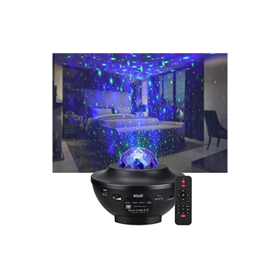 BSLED - Proiettore a forma di stella con proiettore a forma di onde d'acqua, luce notturna per bambini con telecomando e lettore musicale con