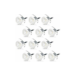 12x Lampada da Incasso Faretto LED Plafoniera LED 0,6W Luce Bianco DC12V IP67 Incasso a Terra Faretto Incasso Murale Luce Segnapasso Incassato a precio