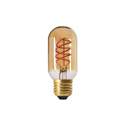 Girard Sudron 716629-LED - Lampadina tubolare T45 LED a filamento attorcigliato, attacco E27, luce bianca calda, 200 lumen, dimmerabile, 4 W, ambra