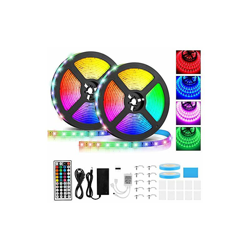 Striscia LED RGB, 2835 SMD, 600 LED, con controllo a infrarossi, IP65, impermeabile, telecomando 44 tasti, dimmerabile con un pulsante, per Natale, en oferta