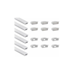 Profilo in alluminio con terminali e copertura opale per strisce LED e nastri LED, confezione da 6 pezzi, 1 m - Led-gigant precio