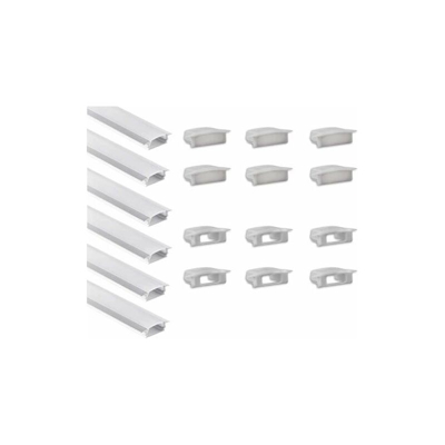 Profilo in alluminio con terminali e copertura opale per strisce LED e nastri LED, confezione da 6 pezzi, 1 m - Led-gigant