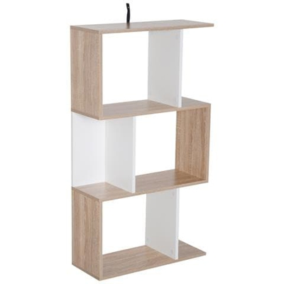 Libreria Da Parete Moderna Con 3 Ripiani Legno Naturale E Bianco, 60x24x111.4cm