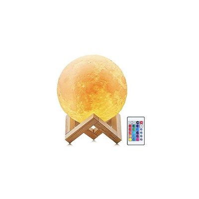 Local Makes A Comeback - Lampada a forma di luna, luce notturna della luna, 3D, con supporto 16 colori, luce calda e fredda, telecomando e controllo
