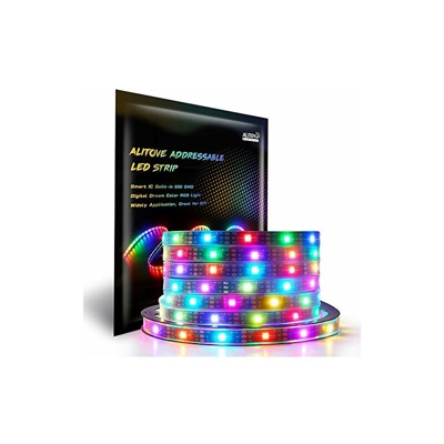 ALITOVE WS2812B - Striscia LED indirizzabile individualmente 5050 RGB SMD 150 pixel Dream Color impermeabile IP67 nero PCB 5V DC