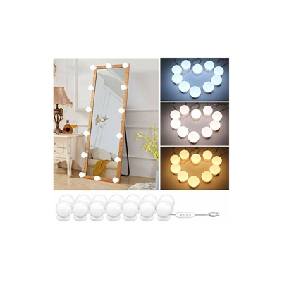 Hollywood - Kit di 14 lampadine a LED dimmerabili, per specchio da bagno e trucco, 3 modalitÃ di colore e 10 luminositÃ regolabili (microfono e