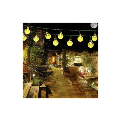 Ghirlanda di lampadine da 6Â m, con 30Â LED a energia solare, palle di Natale impermeabili da esterno, luce bianca calda, per feste, Natale,