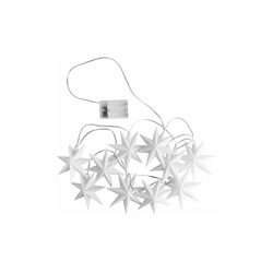 Catena luminosa a LED a forma di stelle, per interni, 10 stelle bianche, diametro 12 cm, 1 LED bianco caldo, funzionamento a batteria, funzione precio