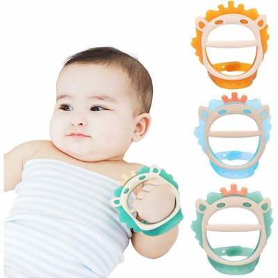 LITZEE Baby Massaggiagengive per 0-6 e 6-12 mesi Massaggiagengive per neonati 3 confezioni, senza BPA, silicone non tossico ecologico, braccialetto