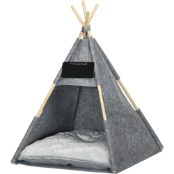 Tenda Cuccia per Gatti o Cani Piccoli da Interno, Teepee in Feltro Grigio, 58x58x80cm - Pawhut características