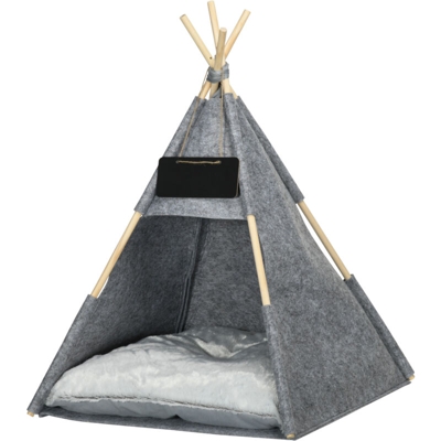 Tenda Cuccia per Gatti o Cani Piccoli da Interno, Teepee in Feltro Grigio, 58x58x80cm - Pawhut