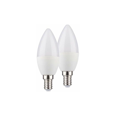 Mueller della luce a +, lampada led a forma di candela Confezione Doppia, Plastica, bianco, E14, 3 wattsW, 230 voltsV