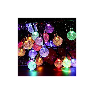 M.best, catena di luci a energia solare per esterni, 7 m, 50 LED, per esterni, con sfere di cristallo, 8 modalitÃ , impermeabile, catena luminosa per
