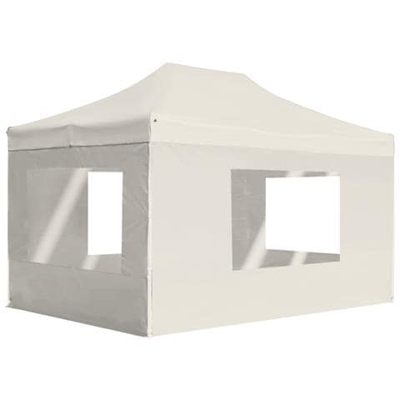 Gazebo Professionale Pieghevole Pareti Alluminio 4,5x3m Crema