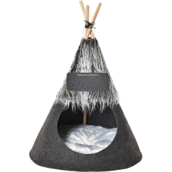 Tenda Cuccia per Cani e Cani Piccoli da Interno, Teepee Grigio ?50x70cm - Pawhut en oferta