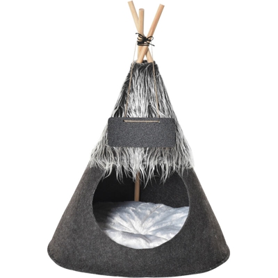 Tenda Cuccia per Cani e Cani Piccoli da Interno, Teepee Grigio ?50x70cm - Pawhut