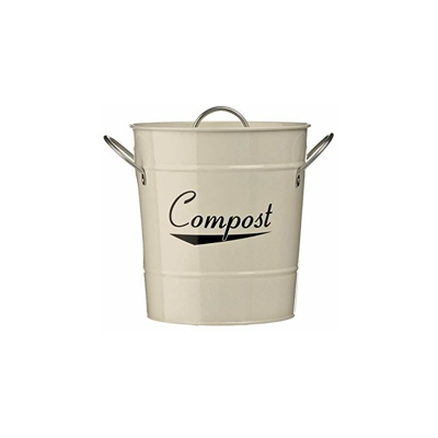 Compostiera, Acciaio Zincato Crema Verniciato a Polvere, Maniglie in Zinco/Secchio di Plastico Interno - Premier Housewares