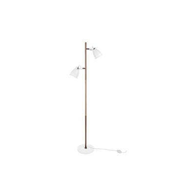 Mingle - Lampada a stelo in metallo bianco con stampa legno, rame, altezza 152 cm e diametro 12 cm - Leitmotiv