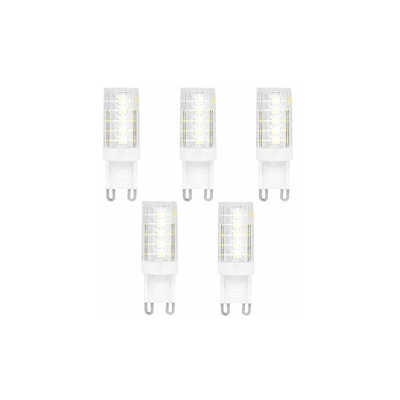 Lampadina a LED G9 da 5 W, senza sfarfallio, angolo di irradiazione 360°, mini lampadine a bulbo di mais, invece di 40 W (bianco 6000 K, 5 pezzi)