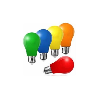 Set di 5 lampadine a LED colorate a forma di lampadina 3 W E27 miste, rosso, giallo, verde, blu, arancione, per feste