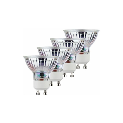 Mueller della luce 400282Â _ Set a +, 4Â pezzi Retro della lampada LED riflettore sostituisce 45Â W, Vetro, 5Â Watts, GU10, Argento, 5Â x 5Â x 5.3Â cm