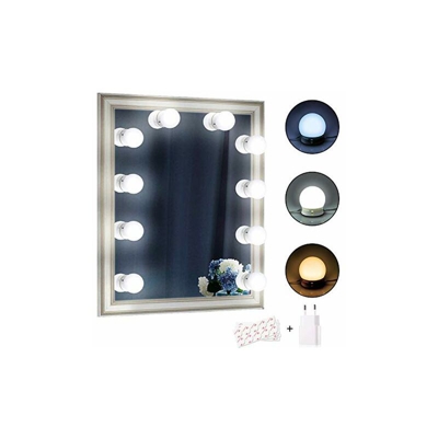 lampada da specchio a LED, stile Hollywood, lampada da specchio, lampada da trucco, set da 10 pezzi, dimmerabile, 3 colori per specchio cosmetico,