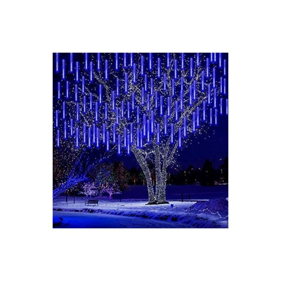 Meteorschauer - Catena di luci a LED per esterni, impermeabile, 30 cm, 8 tubi, 240 LED, per decorazione giardino, matrimonio, Natale e feste (USB blu)