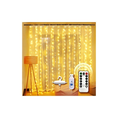Ghirlanda luminosa con 300 LED, 3 m x 3 m, 8 modalitÃ di illuminazione, luce USB, luce bianca calda, per decorazione di Natale, interni ed esterni,