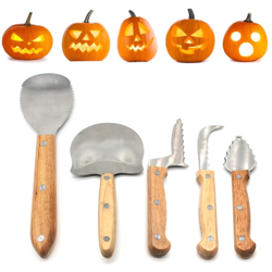 Happyshopping - Alimentazione carving set di strumenti, modelli di Halloween Pumpkin Carving a mano utensili, cinque set características