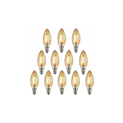 Lampadina a LED Edison E14, 12 pezzi, vintage, a candela, luce bianca calda, 4 W, 2700 K, vetro ambrato, ideale per lampadari, lampadari, lampade di precio