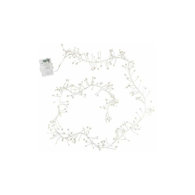 Catena di luci a LED, funzionamento a batteria, con perle bianche, 150 lampadine a LED in bianco caldo, decorazione per interni, con timer (6 ore