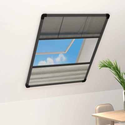Zanzariera Plissettata in Alluminio 60x80 cm con Tendina - Antracite - Vidaxl